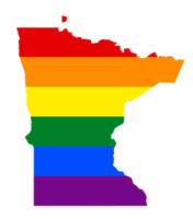 LGBT flag map of the Minnesota. PNG rainbow map of the Minnesota in colors of LGBT