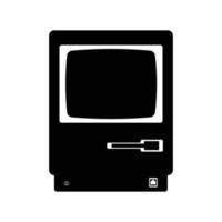 CRT Monitor Silhouette. Black and White Icon Design Element on Isolated White Background vector