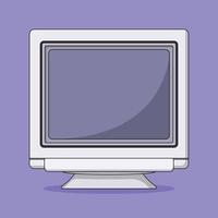 CRT Monitor Vector Icon Illustration with Outline for Design Element, Clip Art, Web, Landing page, Sticker, Banner. Flat Cartoon Style