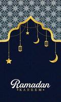Ramadan Kareem Banner. Ramadan Islamic Holiday Graphic Template with Gold Ornament vector