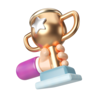 sucesso troféu 3d ilustração ícone png