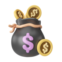 dinero bolso 3d ilustración icono png