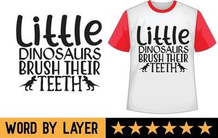 Little dinosaurs brush their teeth svg t shirt design vector