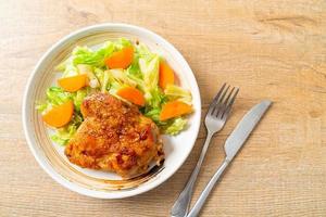 teppanyaki chicken steak with cabbage and carrot photo