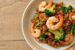 fried rice with broccoli and shrimps photo