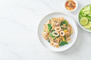 Fried rice with squid or octopus photo