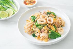 Fried rice with squid or octopus photo