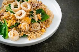 Fried rice with squid or octopus photo