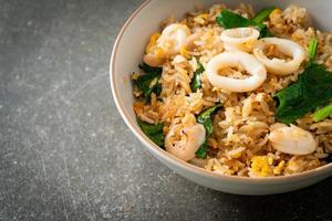 Fried rice with squid or octopus photo