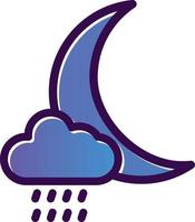 nube luna lluvia vector icono diseño