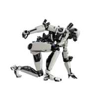 Cyberpunk robot start to run isolated. 3d render png