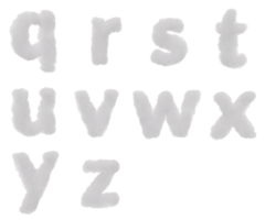 Wolke Alphabet isoliert. 3d machen png