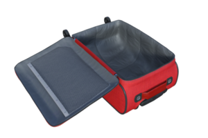 rouge bagage ouvert isolé. 3d rendre png