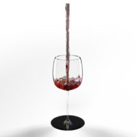 Water wine red pouring into glass. 3d render isolated png