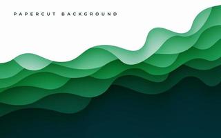 Multi layers green color texture 3D papercut layers in gradient vector banner. Abstract paper cut art background design for website template. Topography map concept or smooth origami paper cut