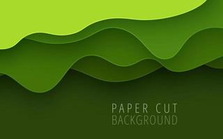 abstract green color dynamic wavy overlap layers papercut background. eps10 vector