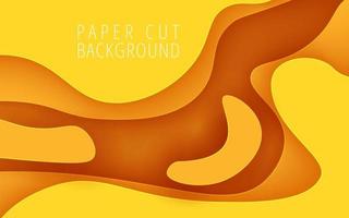 abstract yellow liquid color papercut wavy layers background. eps10 vector