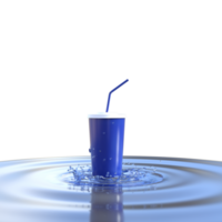 Water splash with plastic glass isolated. 3d render png