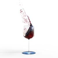 acqua vino rosso scrosciante in bicchiere. 3d rendere isolato png