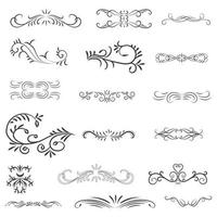 ornamental regla líneas en diferente diseño, decorativo divisores, remolino elementos, esquina diseño, vector gráfico elementos para diseño vector elementos