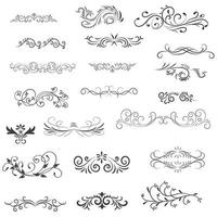 ornamental regla líneas en diferente diseño, decorativo divisores, remolino elementos, esquina diseño, vector gráfico elementos para diseño vector elementos