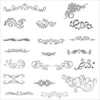 ornamental regla líneas en diferente diseño, decorativo divisores, remolino elementos, esquina diseño, vector gráfico elementos para diseño vector elementos