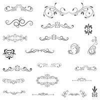 ornamental regla líneas en diferente diseño, decorativo divisores, remolino elementos, esquina diseño, vector gráfico elementos para diseño vector elementos