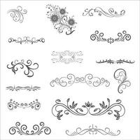 ornamental regla líneas en diferente diseño, decorativo divisores, remolino elementos, esquina diseño, vector gráfico elementos para diseño vector elementos