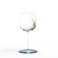 Water wine white pouring into glass. 3d render isolated png