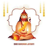 Haapy hanuman jayanti on lord hanuman celebration illustration background vector