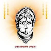Hand draw hanuman face sketch for hanuman jayanti card background vector