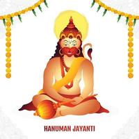 Lord hanuman on religious background for sri hanuman jayanti card design vector