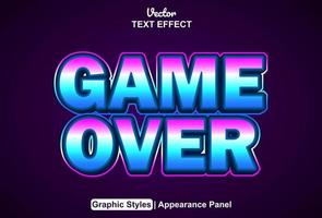 Game over text effect with graphic style and editable. vector