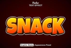 snack text effect with graphic style and editable. vector