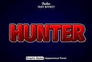 hunter text effect with graphic style and editable. vector