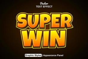 super win text effect with graphic style and editable. vector