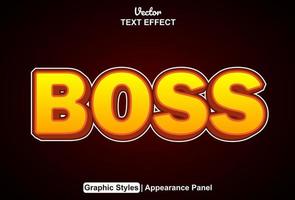 boss text effect with graphic style and editable. vector