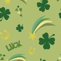 Vector seamless pattern with shamrocks. Green monochrome. St Patrick's day design. Wallpaper, background, textile or paper print