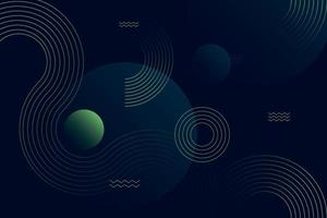 Minimalist black background design with the geometric composition of lines and circles vector