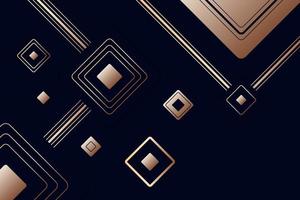 Abstract dynamic composition of golden gradient geometric shapes on black background vector