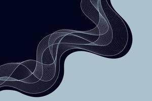 Abstract composition design with twisted dotted wave and grey wavy shape on black background vector