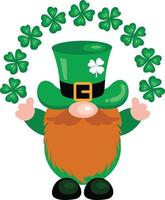 St Patricks Day gnome with green clovers vector