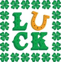 St Patrick s Day Luck word text logo with shamrock border vector