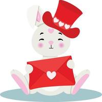 Loving bunny holding a valentine letter envelope vector