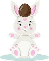 Bunny with an Easter egg on her head vector