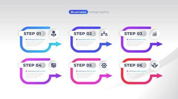 Business Infographic Design Template with 6 Options or Steps. Can be used for Presentation, Workflow Layout, Diagram, or Annual Report vector