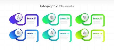 Business Infographic Design Template with 6 Options or Steps. Can be used for Presentation, Workflow Layout, Diagram, or Annual Report vector