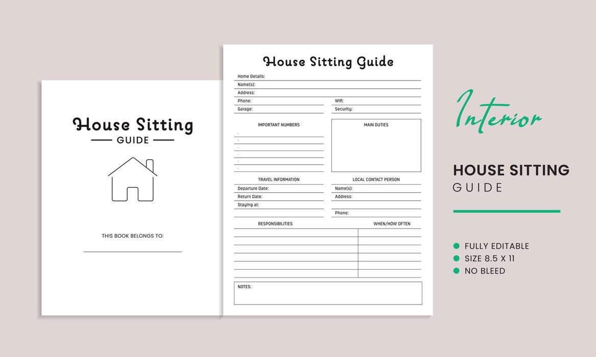 House Sitting Guide Interior Template 20918733 Vector Art at Vecteezy for Free Printable House Sitting Checklist