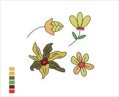 flower simple colour line art drawing vector