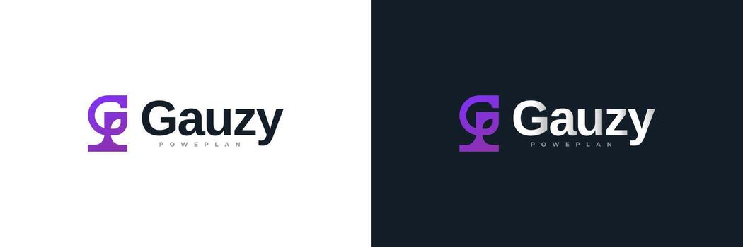 GP or PG Initial Logo with Abstract Concept in Purple Gradient Style vector